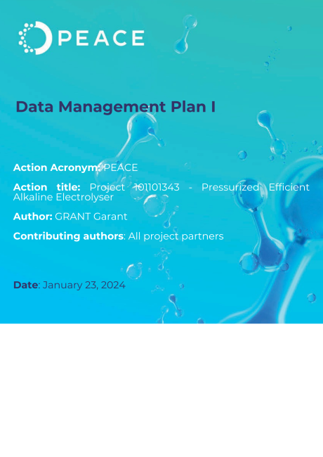 PEACE Project Data Management Plan: Ensuring Efficient Green Hydrogen Research